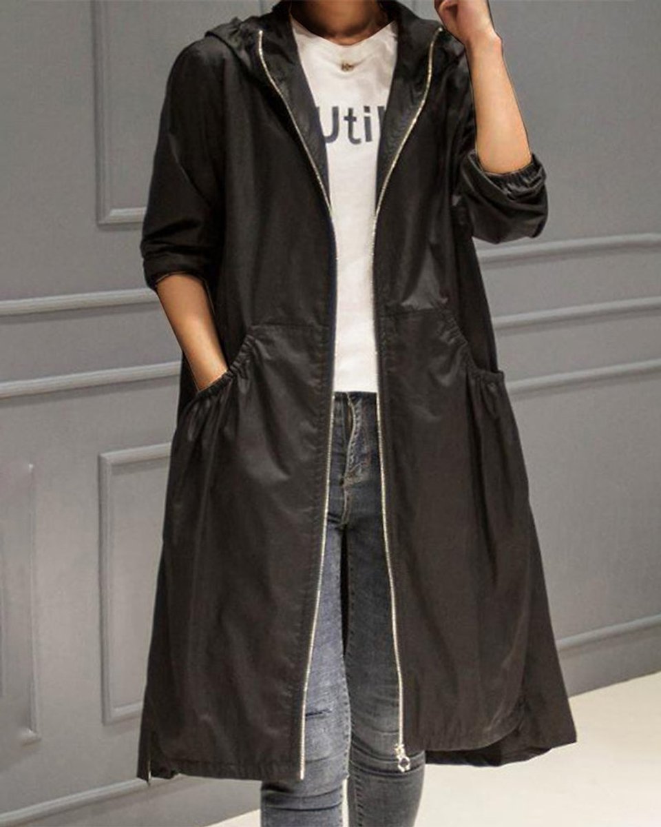 Women's Waterproof Hooded Trench Coat