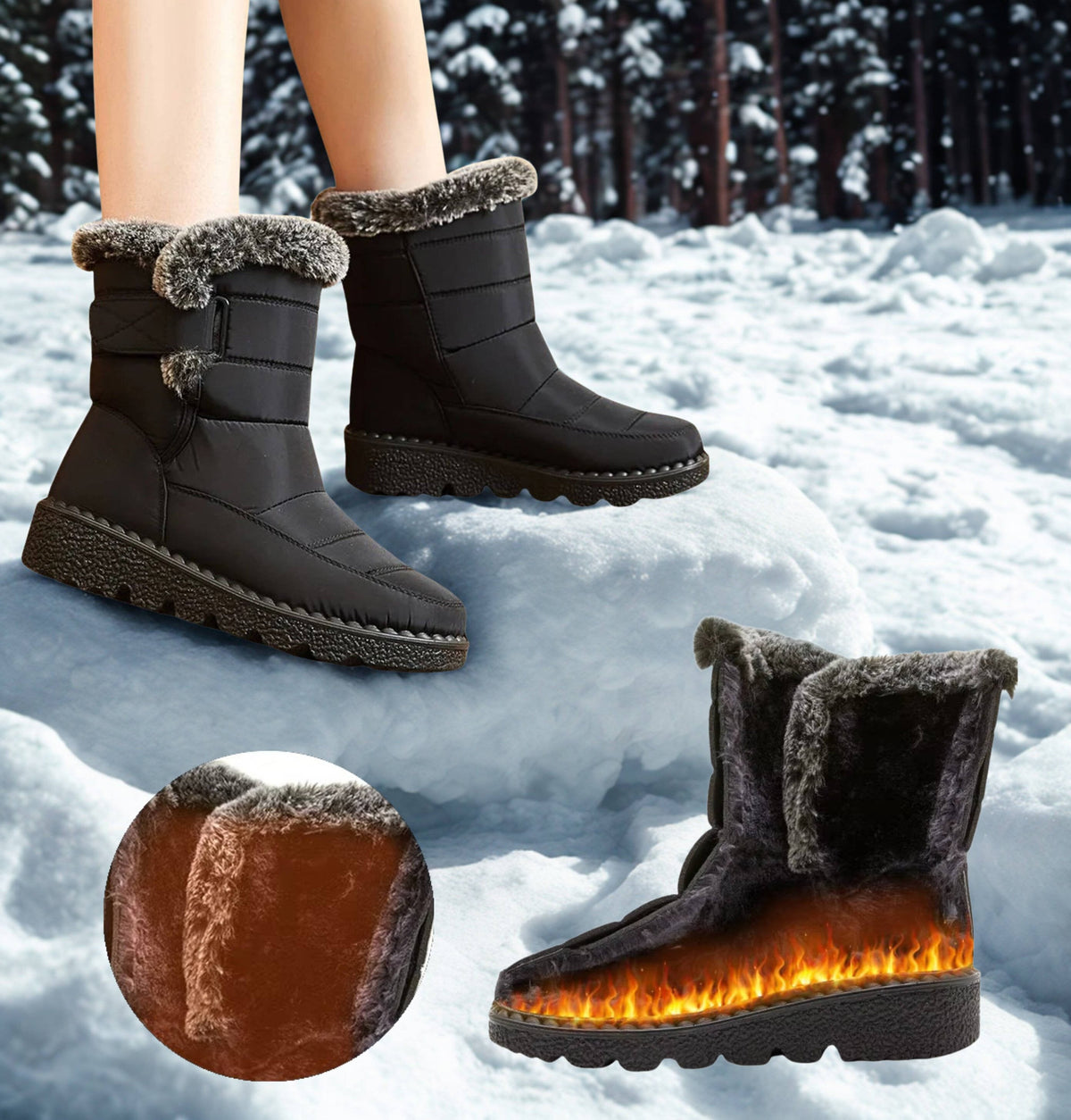 Women's Waterproof Insulated Snow Boots | Fur Cuff Winter