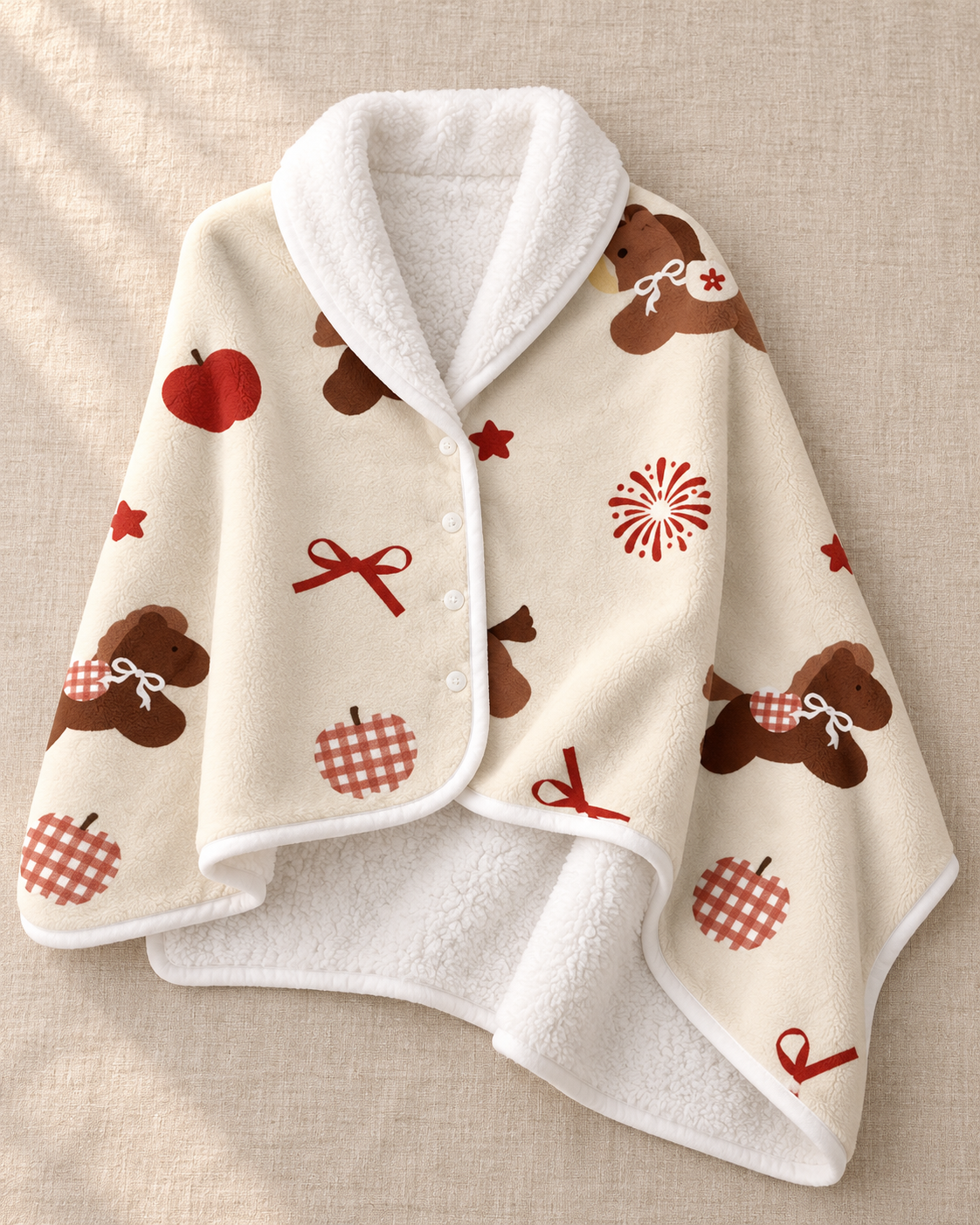 Women's Wearable Shawl Blanket with Christmas Print