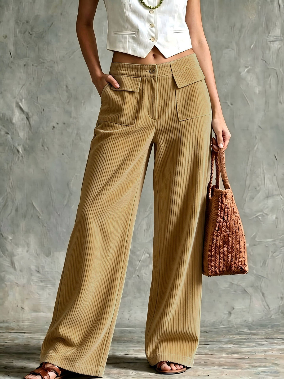 Women's Wide-Leg Corduroy Pants