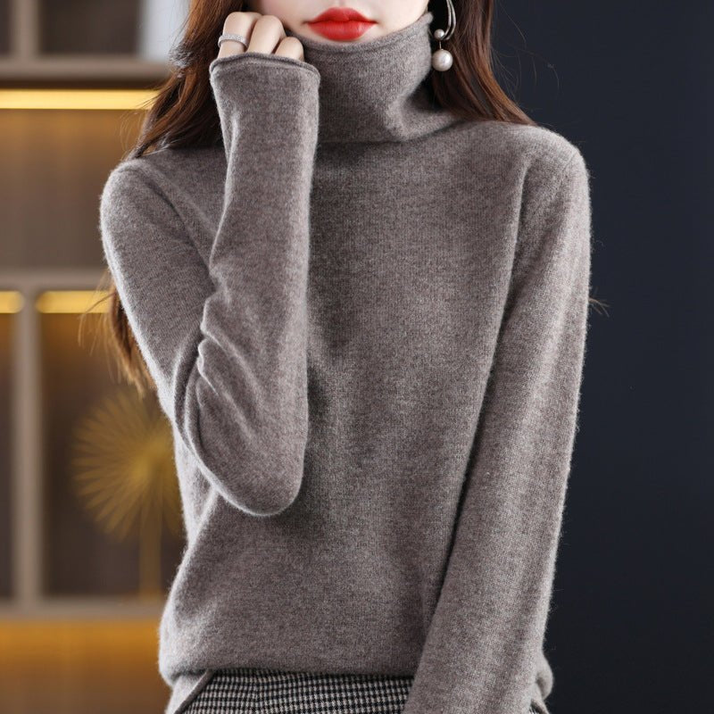 Women's Wool Blend Stacked Collar Sweater | Loose Fit Knit