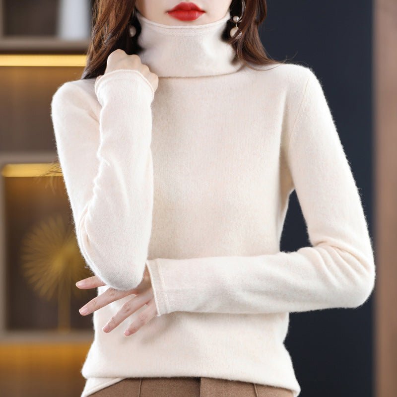 Women's Wool Blend Stacked Collar Sweater | Loose Fit Knit