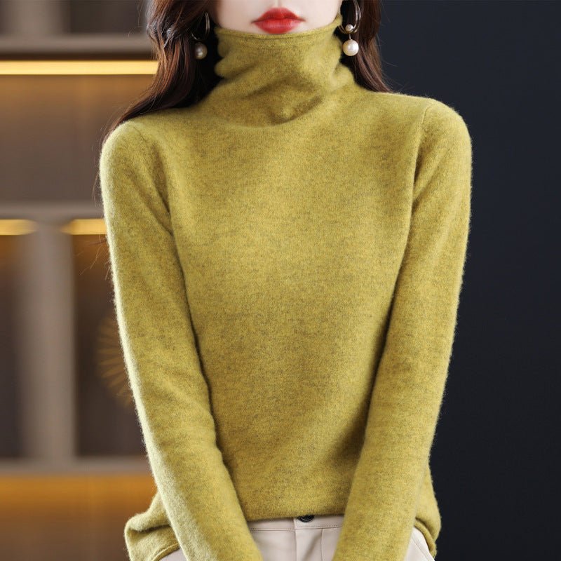 Women's Wool Blend Stacked Collar Sweater | Loose Fit Knit