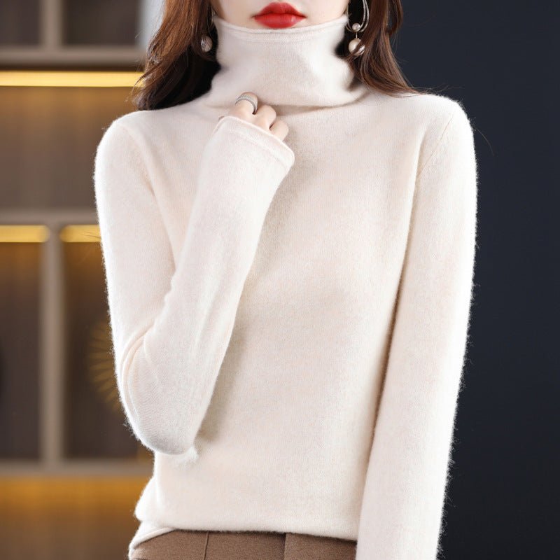 Women's Wool Blend Stacked Collar Sweater | Loose Fit Knit