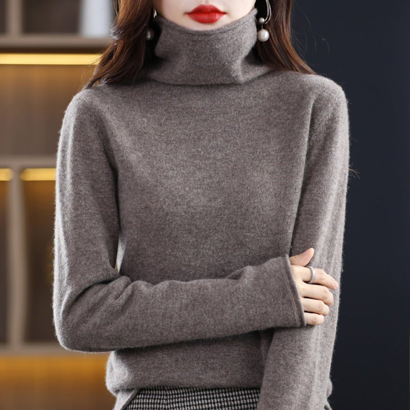 Women's Wool Blend Stacked Collar Sweater | Loose Fit Knit