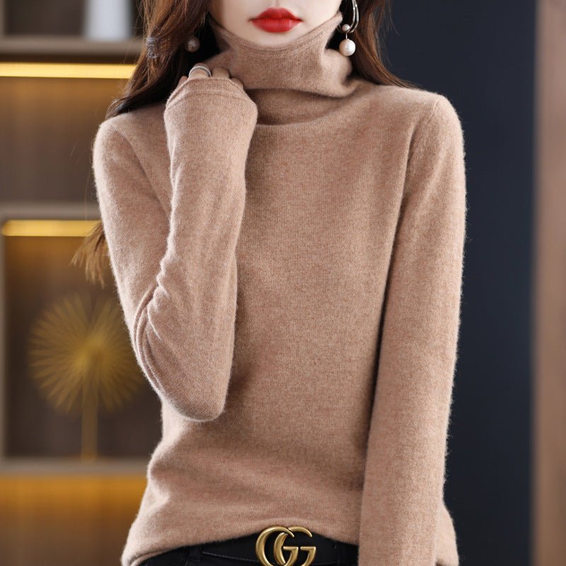 Women's Wool Blend Stacked Collar Sweater | Loose Fit Knit