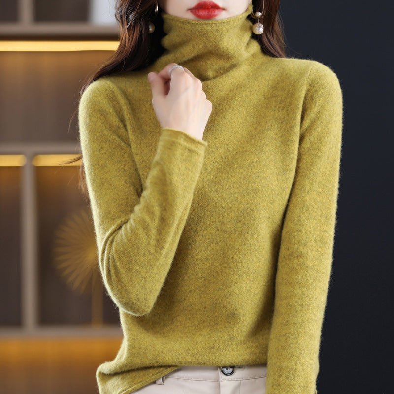 Women's Wool Blend Stacked Collar Sweater | Loose Fit Knit