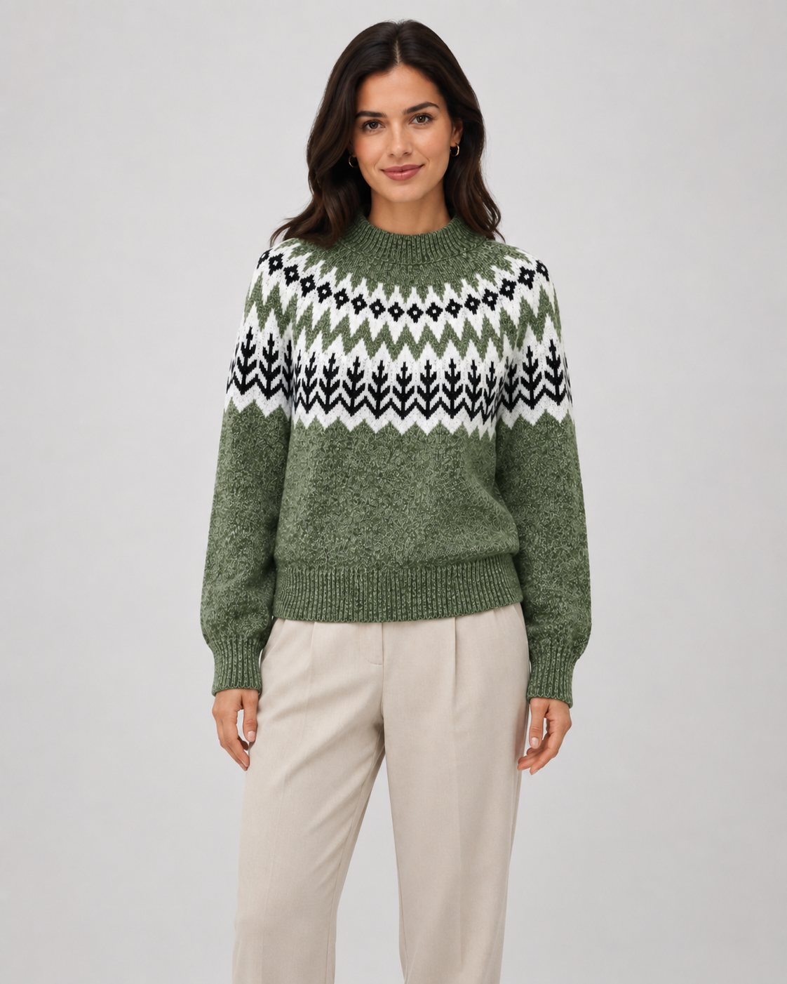 Wren | Women's Fair Isle Ribbed Mock Neck Sweater