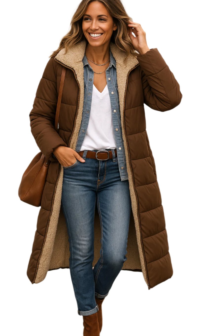Wren | Women's Long Hooded Sherpa Jacket