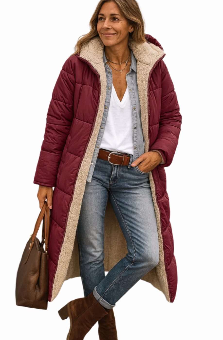 Wren | Women's Long Hooded Sherpa Jacket