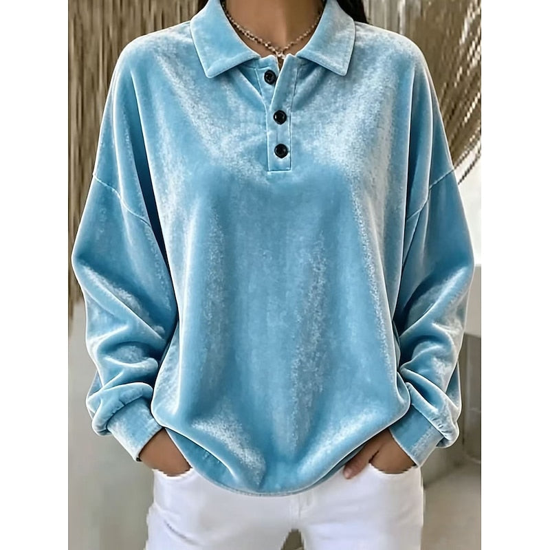 Wren | Women's Oversized Collared Button Placket Pullover