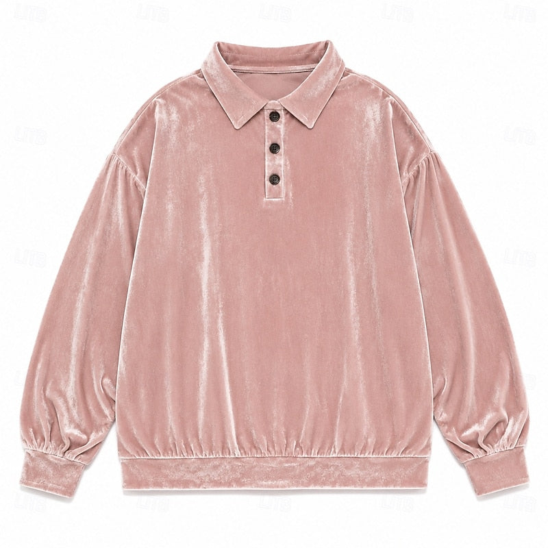 Wren | Women's Oversized Collared Button Placket Pullover