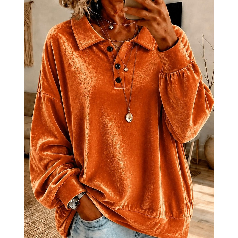 Wren | Women's Oversized Collared Button Placket Pullover