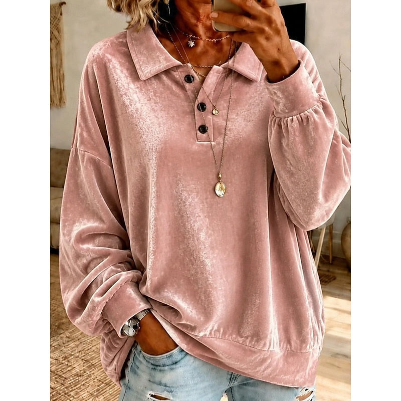 Wren | Women's Oversized Collared Button Placket Pullover