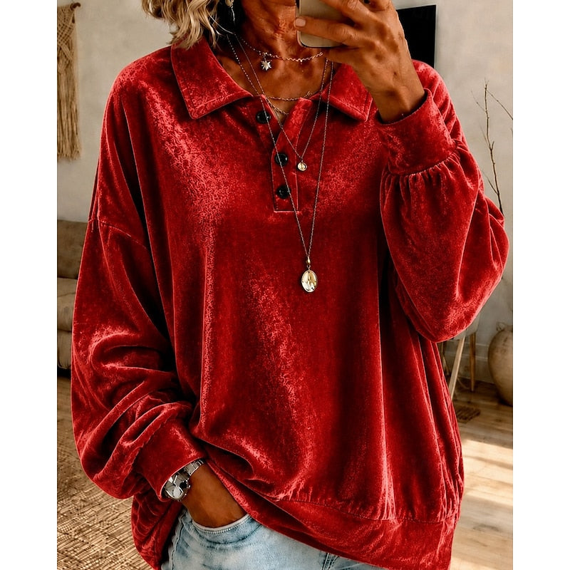 Wren | Women's Oversized Collared Button Placket Pullover