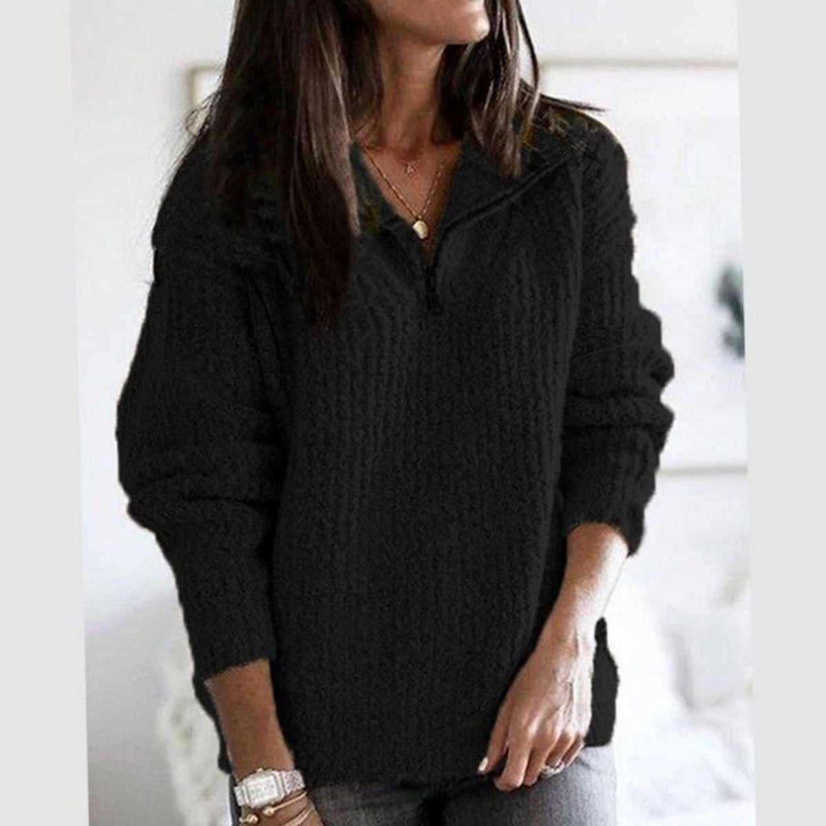Wren | Women's Quarter-Zip Cable-Knit Pullover Sweater