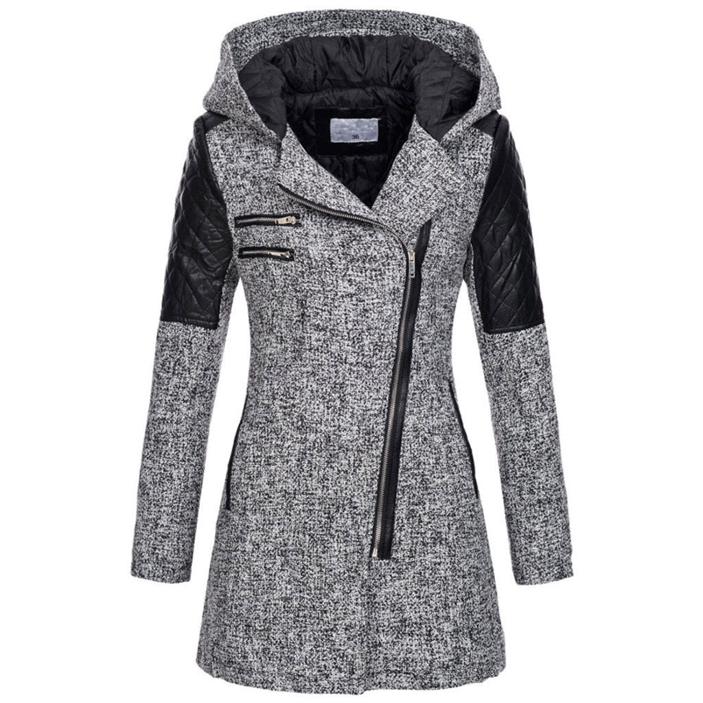 Wren | Women's Quilted Panel Hooded Zip Coat
