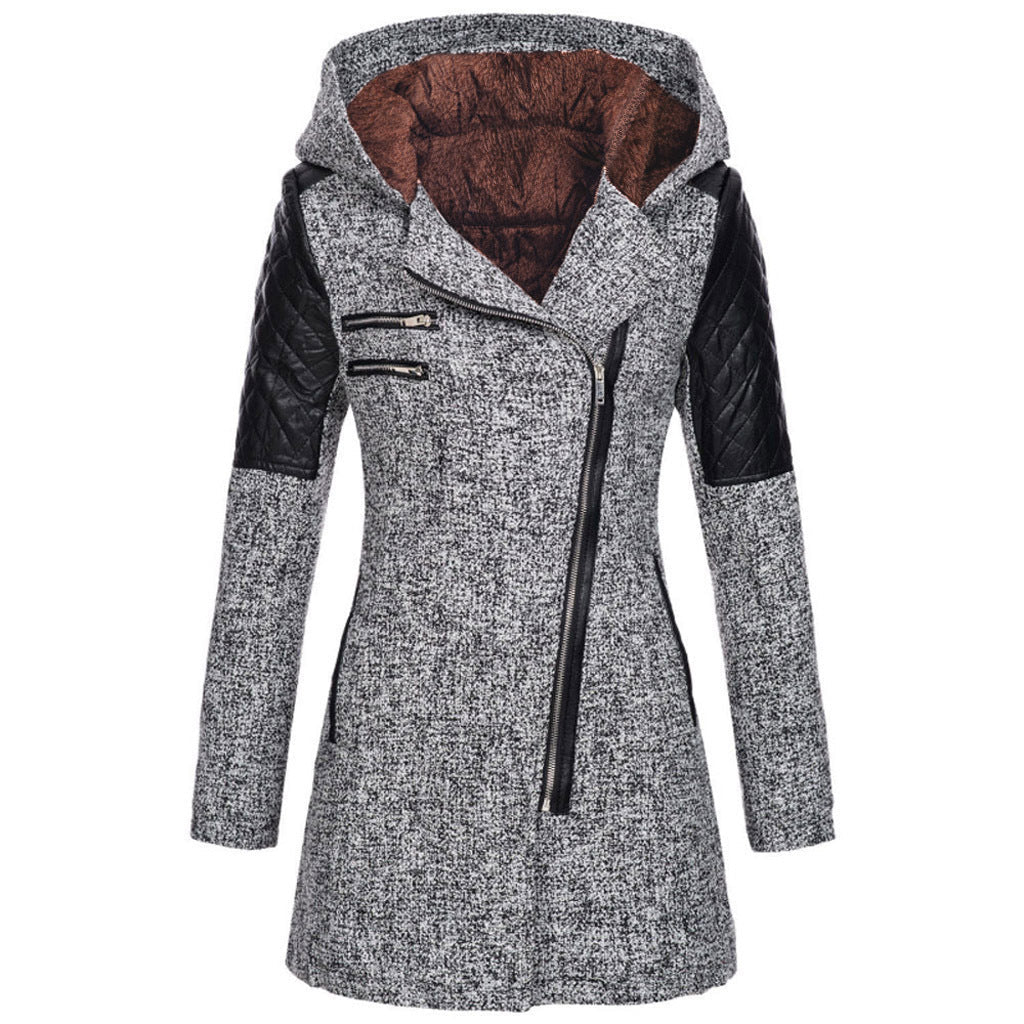 Wren | Women's Quilted Panel Hooded Zip Coat