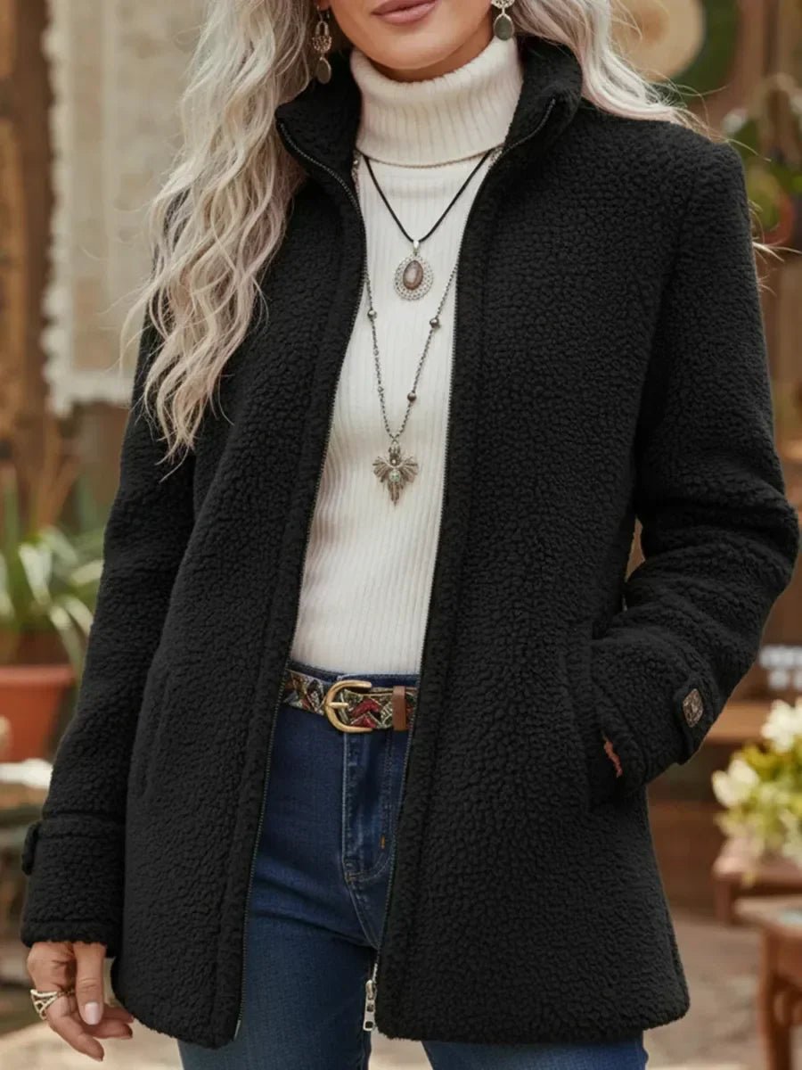 Wren | Women's Zip-Up Stand Collar Sherpa Jacket