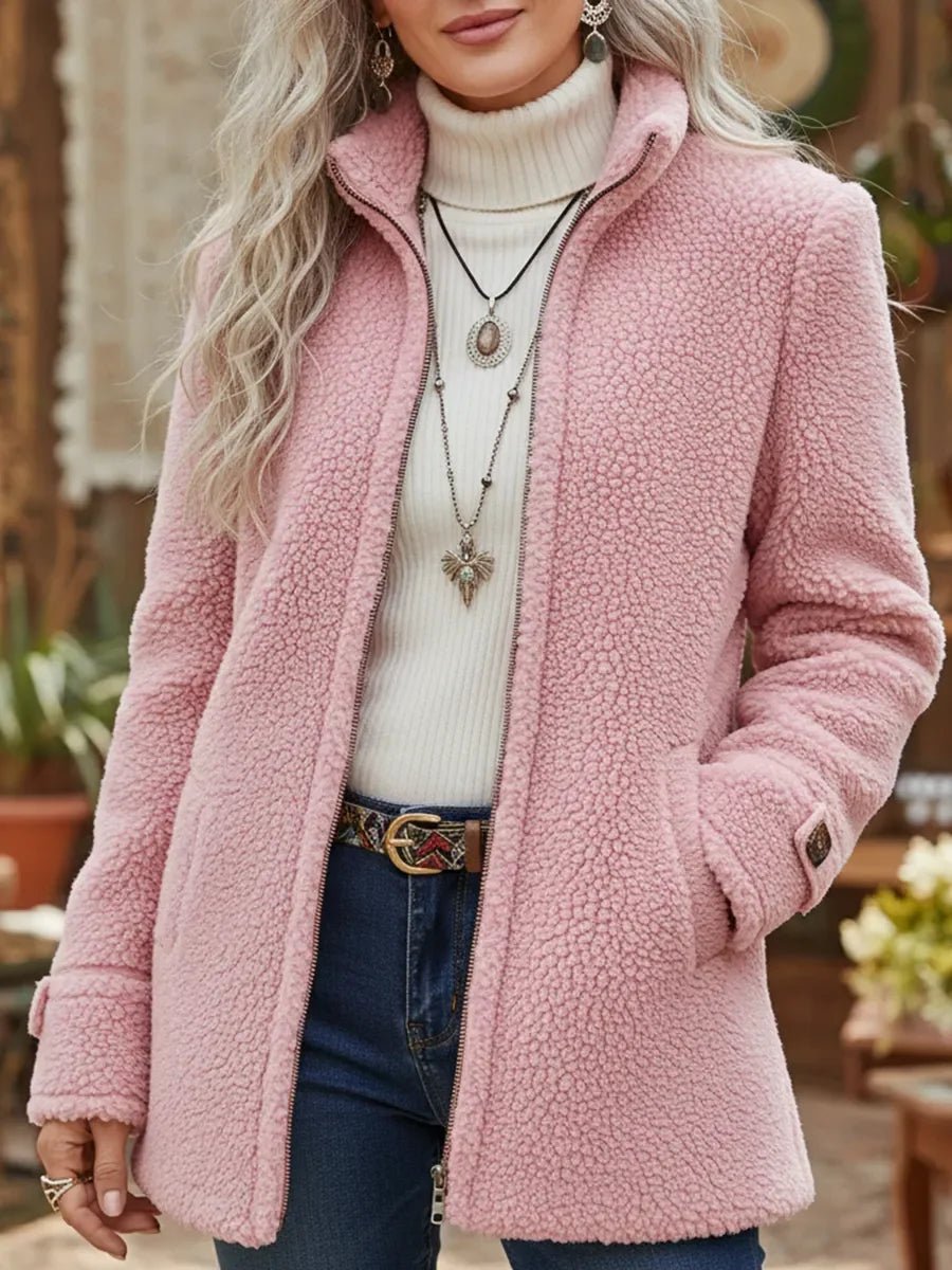 Wren | Women's Zip-Up Stand Collar Sherpa Jacket