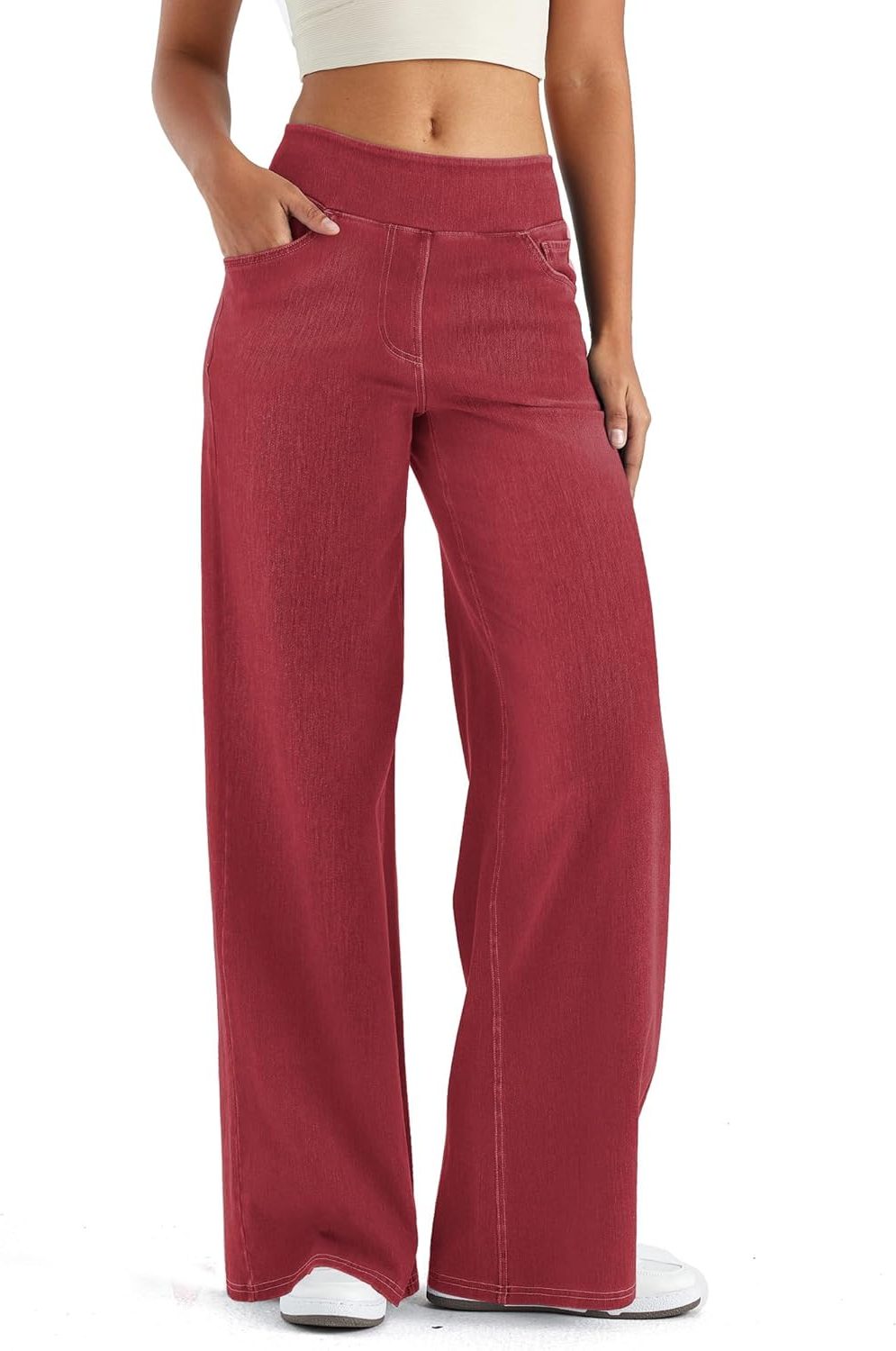 Zaria | Women's Fleece-Lined Wide-Leg High-Waist Pull-On Jeans